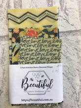 Load image into Gallery viewer, ビー ワックス ラップ Beeswax Wraps (Reusable) Large, Medium, Small (set of 3)