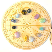 Load image into Gallery viewer, クリスタル 神聖幾何学 グリッド マット 12星座 25cm ( クリスタルは含まれておりません）Astrology Sacred geometry Crystal grid wood 25cm mat （crystals not included）
