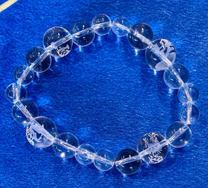 新クリスタル ブレスレット 四神の彫刻水晶　４GOD Clear Quartz Bracelet