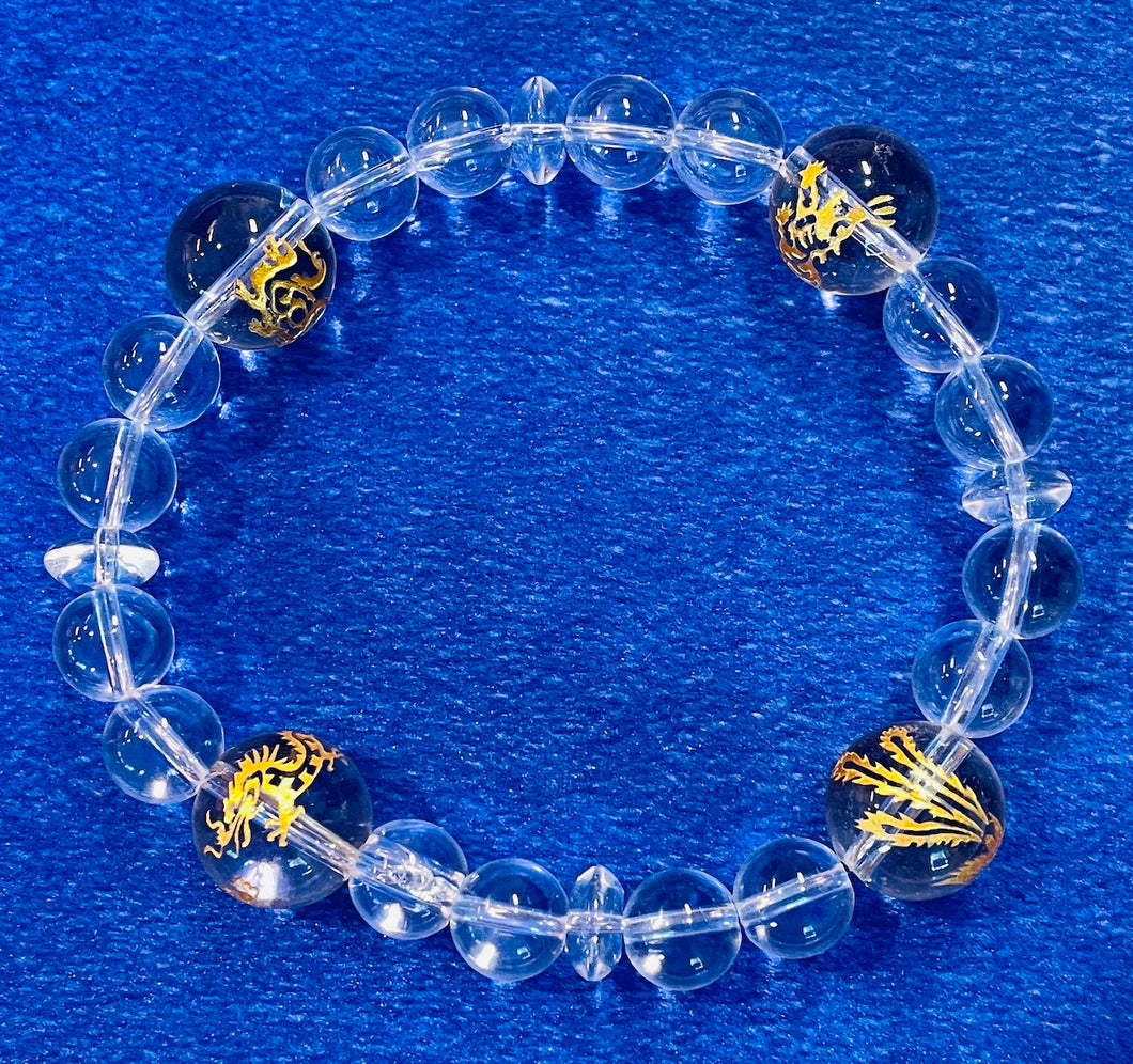 新クリスタル ブレスレット 四神の彫刻水晶　４GOD Clear Quartz Bracelet