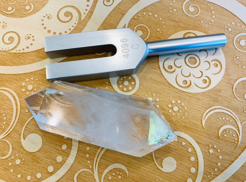 ★限定特選セット★4096 Hzポイントダブル【Wクリスタル☆クリスタル】❤️ 浄化用チューナー と ダブル ポイント水晶 （4096ヘルツ）Crystal