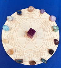 Load image into Gallery viewer, 天体のクリスタル（最強）セプタグラム クリスタルグリッド マット のセット25cm Septagram Sacred geometry Crystal grid 25cm mat with crystals set

