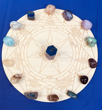 Load image into Gallery viewer, 天体のクリスタル（最強）セプタグラム クリスタルグリッド マット のセット25cm Septagram Sacred geometry Crystal grid 25cm mat with crystals set
