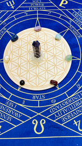 ７方向から運気を上げるクリスタルグリッド（アメジスト）25cm Septagram Sacred geometry Crystal grid  crystals set