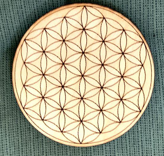 クリスタル 神聖幾何学 グリッド マット フラワー オブ ライフ 25cm ( クリスタルは含まれておりません）Flower of life  Sacred geometry Crystal grid wood 25cm mat （crystals not included）