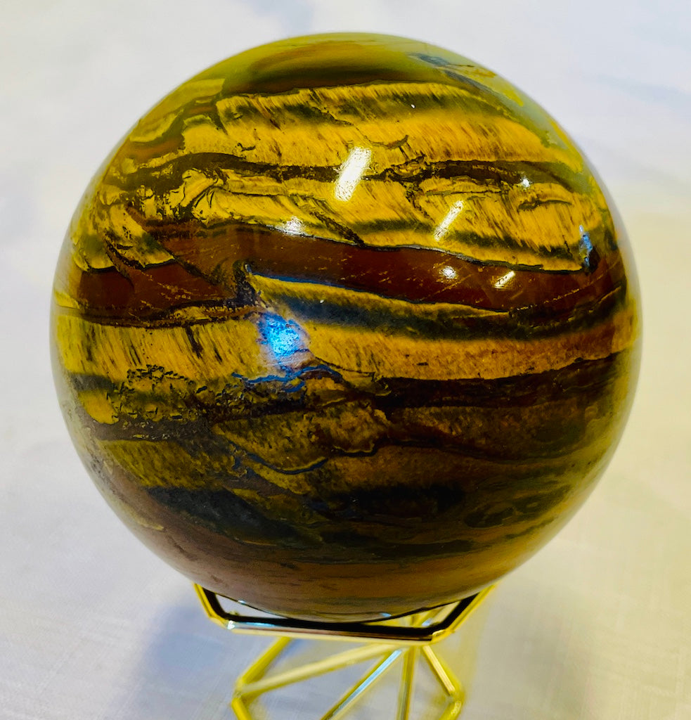 土星のパワーストーン　タイガーアイ　球体のクリスタル　Tiger Eye Sphere