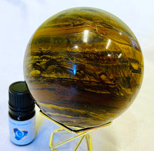 Load image into Gallery viewer, 土星のパワーストーン　タイガーアイ　球体のクリスタル　Tiger Eye Sphere
