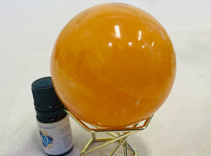 水星のパワーストーン　オレンジカルサイト　A　球体のクリスタル　orange calcite sphere