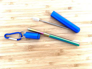 ポータブル ストロー ＆ クリーニング ブラシ Reusable Drinking Straw Portable with Cleaning Brush　
