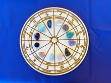 Load image into Gallery viewer, クリスタル 神聖幾何学 グリッド マット 12星座 25cm セット Astrology Sacred geometry Crystal grid wood 25cm mat set
