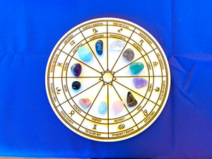 クリスタル 神聖幾何学 グリッド マット 12星座 25cm セット Astrology Sacred geometry Crystal grid wood 25cm mat set