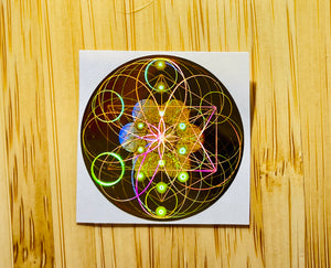電磁波防止秘密の神聖幾何学ホログラムススティッカー（ステッカー）ー EMF Sacred Geometric Codes hologram Gold Sticker