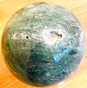 モスアゲート球体（土星　ベスタ）　Moss Agate Stone