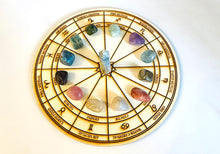 Load image into Gallery viewer, レムリアンアクアティンと占星術12星座天体のクリスタル（スタンダード）グリッド マットセット Astrology Sacred geometry Crystal grid wood 25cm
