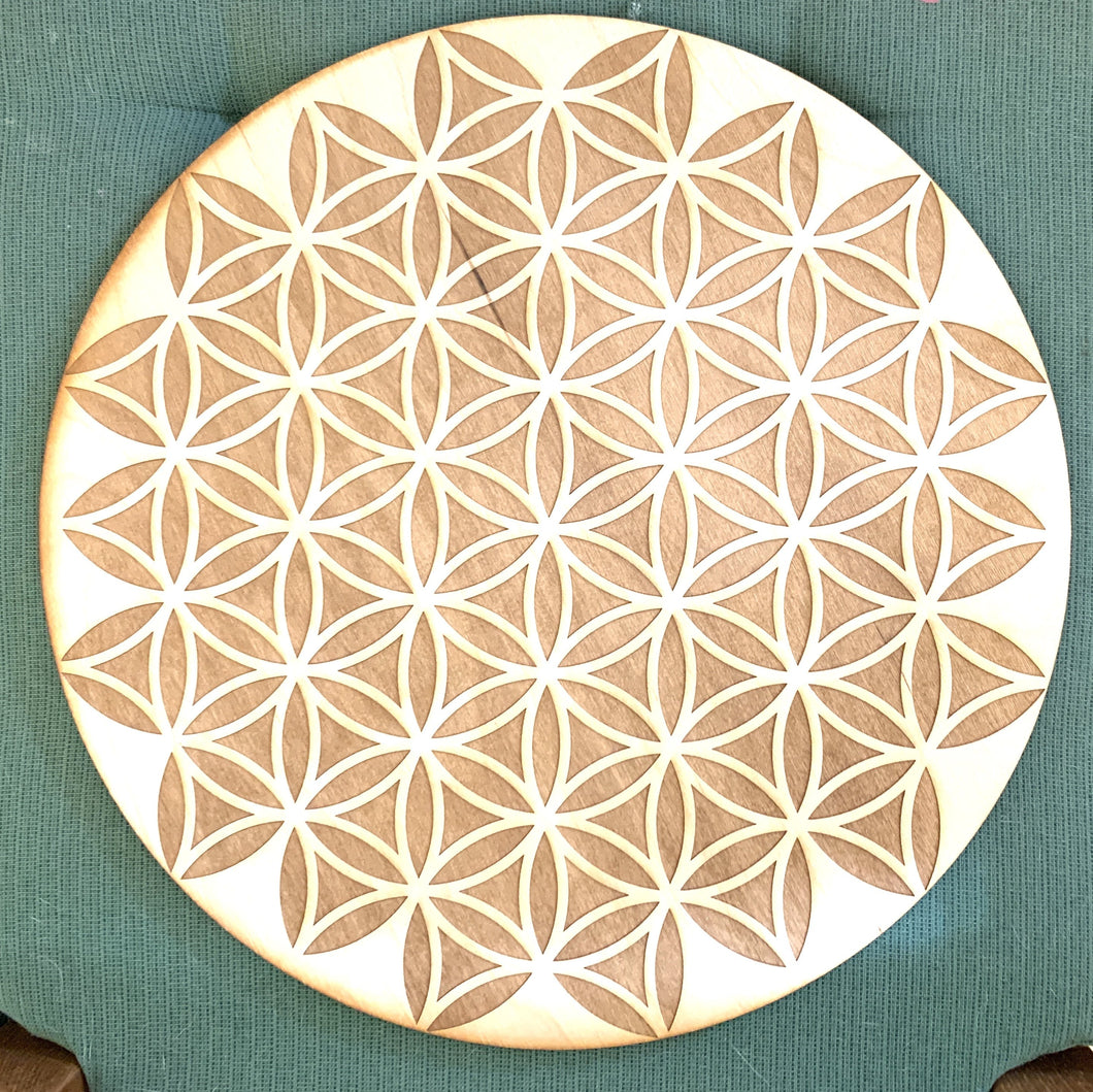 神聖幾何学 グリッド マット ( クリスタルは含まれておりません）Sacred geometry Crystal grid wood mat （crystals not included）