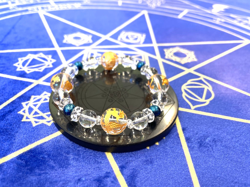 ギベオン隕石メテオライトブルーと四神の最強ブレスレット Gibeon meteorite blue 4 god Bracelet