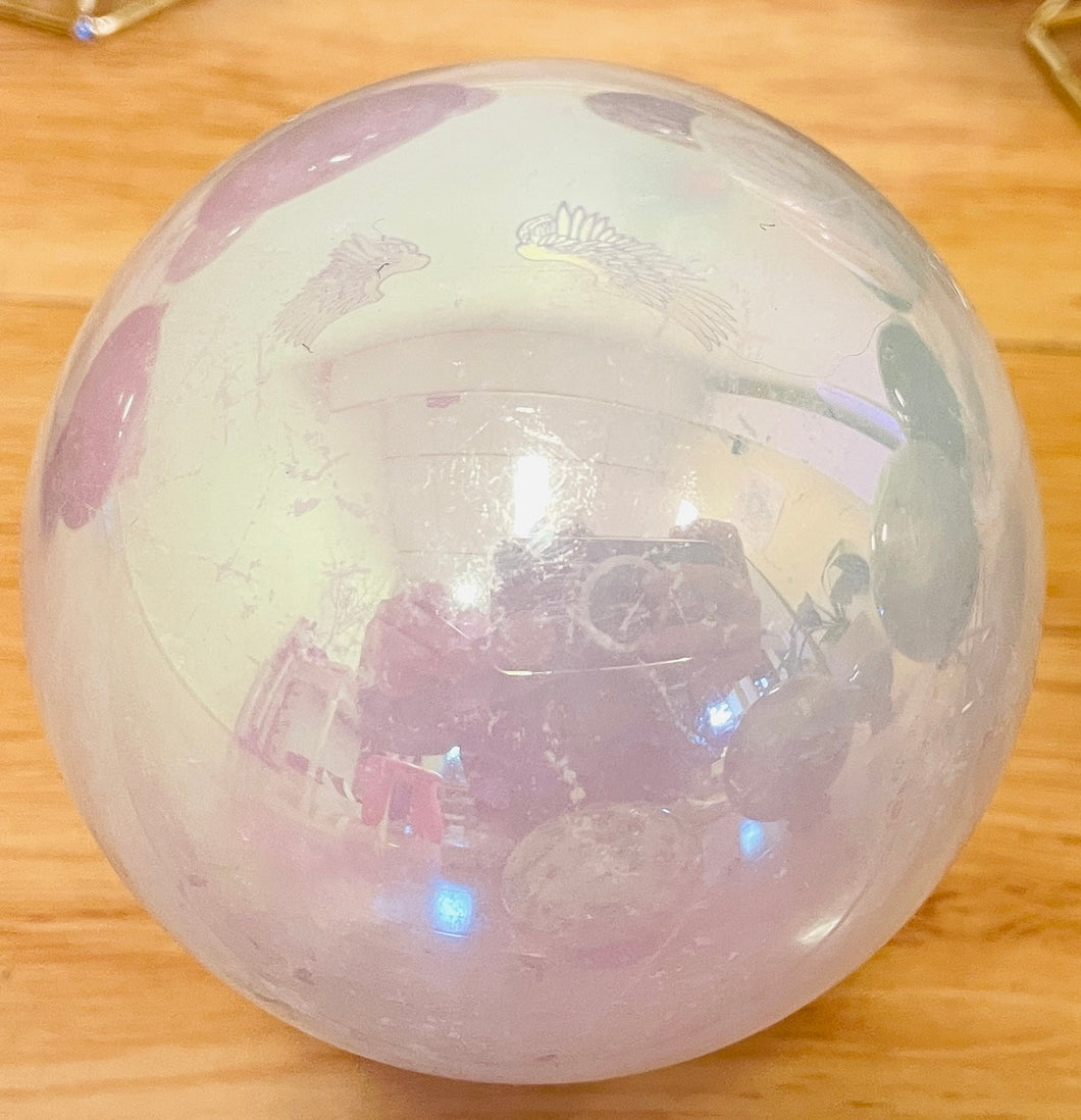 太陽とジュノー女神のパワーストーン　エンジェルオーラクォーツ球体のクリスタル a1 Angel Aura Clear Quartz sphere a1