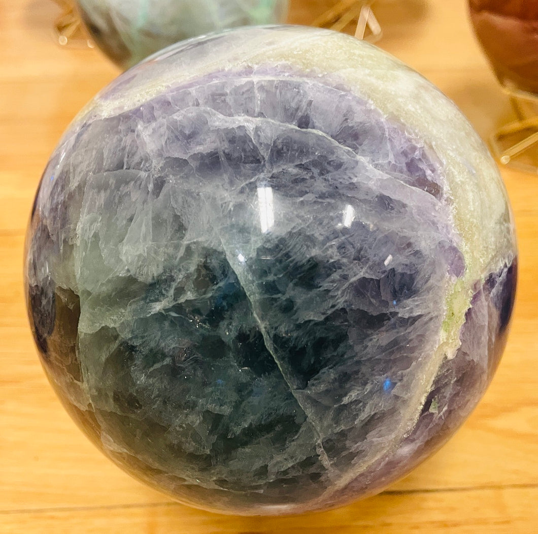 球体のクリスタル フローライト球体（水星とエコー）a9